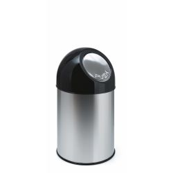 Afvalbak met pushdeksel en binnenemmer 30 ltr - RVS/ zwart