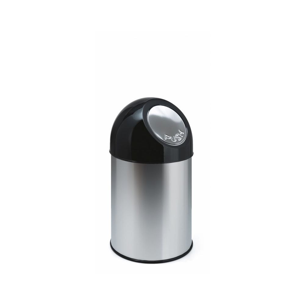 Afvalbak met pushdeksel en binnenemmer 30 ltr - RVS/ zwart
