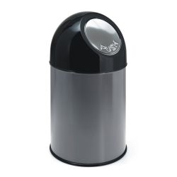 Afvalbak met pushdeksel en binnenemmer 30 ltr - metallic/ zwart