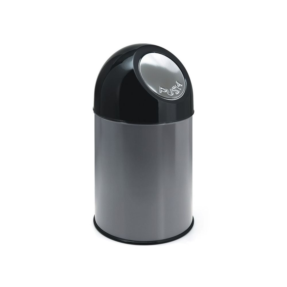Afvalbak met pushdeksel en binnenemmer 30 ltr - metallic/ zwart
