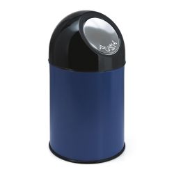 Afvalbak met pushdeksel en binnenemmer 30 ltr - blauw/ zwart