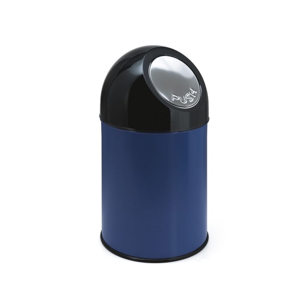 Afvalbak met pushdeksel en binnenemmer 30 ltr - blauw/ zwart