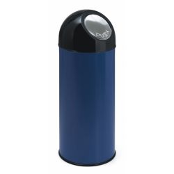 Afvalbak met pushdeksel 55 ltr - blauw/ zwart