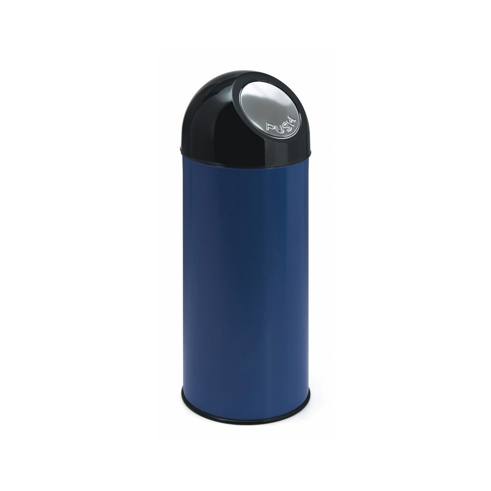 Afvalbak met pushdeksel 55 ltr - blauw/ zwart