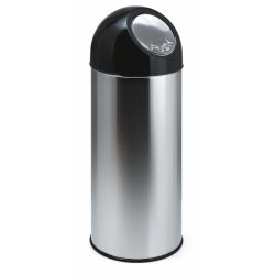 Afvalbak met pushdeksel 55 ltr - RVS/zwart