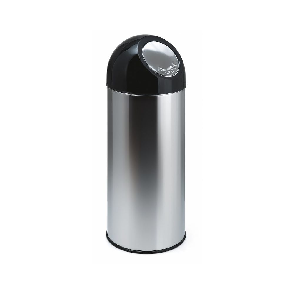 Afvalbak met pushdeksel 55 ltr - RVS/zwart