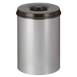 Vlamdovende papierbak 30 ltr - aluminiumgrijs/zwart