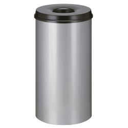 Vlamdovende papierbak 50 ltr - aluminiumgrijs/zwart