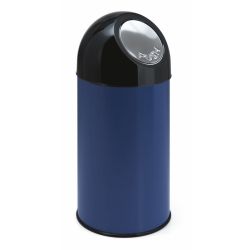 Afvalbak met pushdeksel 40 ltr - blauw/zwart