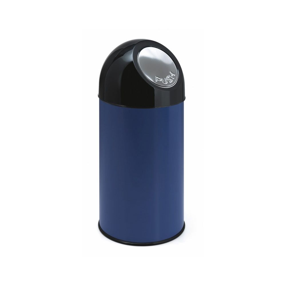 Afvalbak met pushdeksel 40 ltr - blauw/zwart