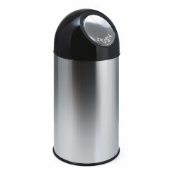 Afvalbak met pushdeksel 40 ltr - RVS/zwart