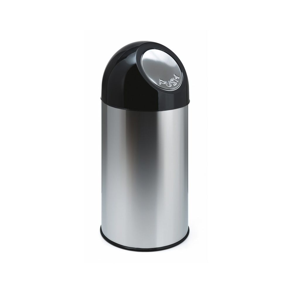 Afvalbak met pushdeksel 40 ltr - RVS/zwart