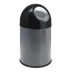 Afvalbak met pushdeksel 30 ltr - metallic/zwart