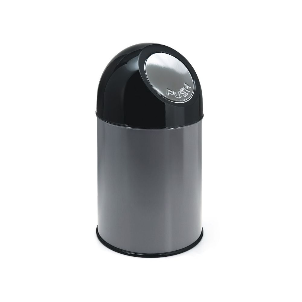 Afvalbak met pushdeksel 30 ltr - metallic/zwart