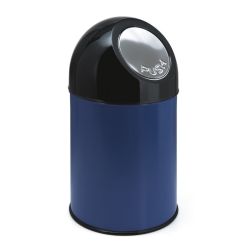 Afvalbak met pushdeksel 30 ltr - blauw/zwart