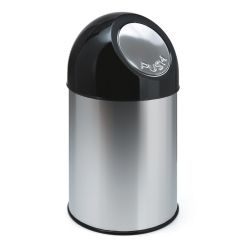 Afvalbak met pushdeksel 30 ltr - RVS, zwart