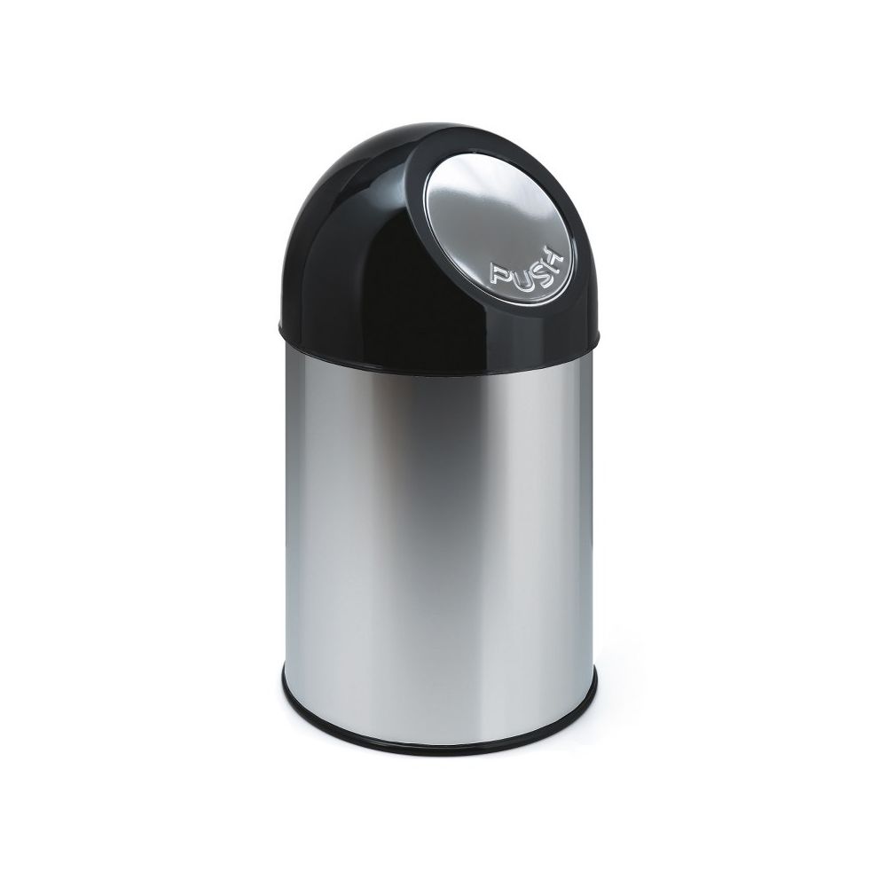 Afvalbak met pushdeksel 30 ltr - RVS, zwart