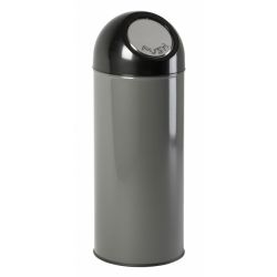 Afvalbak met pushdeksel 55 ltr - metallic/zwart