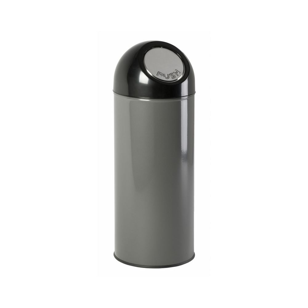Afvalbak met pushdeksel 55 ltr - metallic/zwart