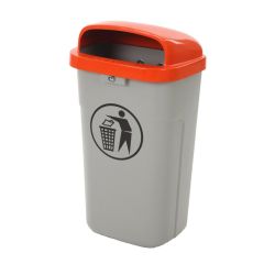 Vuurbestendige buitenafvalbak - grijs/oranje