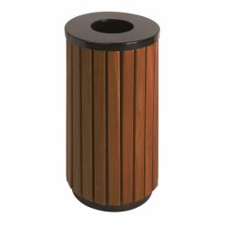Buitenafvalbak 40 ltr - zwart/hout look