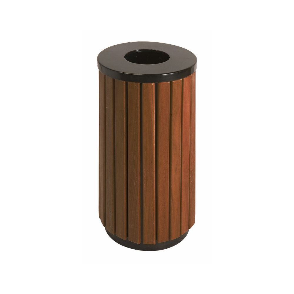 Buitenafvalbak 40 ltr - zwart/hout look