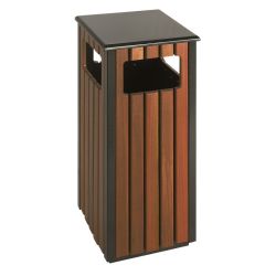 Buitenafvalbak 36 ltr - zwart/hout look