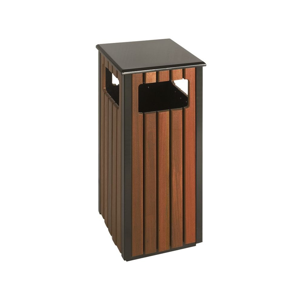 Buitenafvalbak 36 ltr - zwart/hout look
