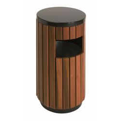 Buitenafvalbak 33 ltr - zwart/hout look