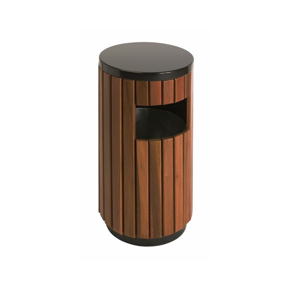Buitenafvalbak 33 ltr - zwart/hout look