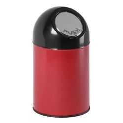 Afvalbak met pushdeksel en binnenemmer 30 ltr - rood/ zwart