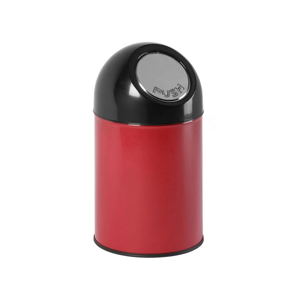 Afvalbak met pushdeksel en binnenemmer 30 ltr - rood/ zwart