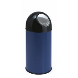 Afvalbak met pushdeksel en binnenemmer 40 ltr - blauw/ zwart