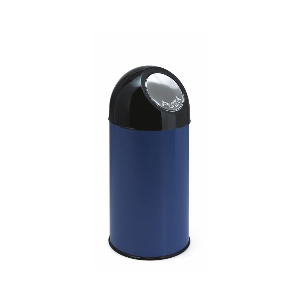 Afvalbak met pushdeksel en binnenemmer 40 ltr - blauw/ zwart