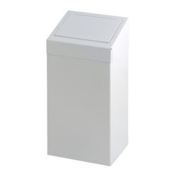 Metalen afvalbak met pushklep - wit