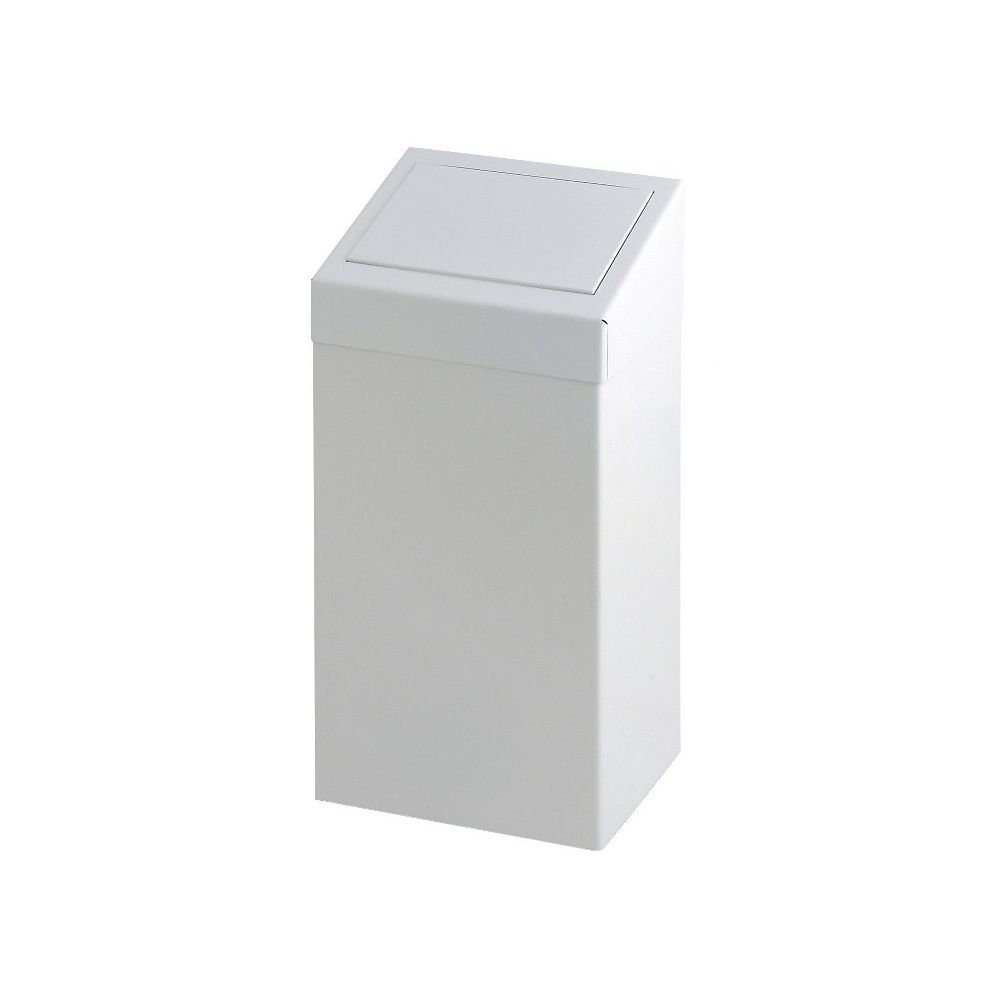 Metalen afvalbak met pushklep - wit