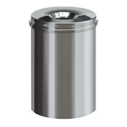 Vlamdovende papierbak RVS 30 ltr - RVS