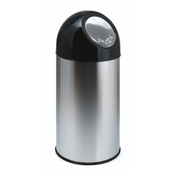 Afvalbak met pushdeksel en binnenemmer 40 ltr - RVS/ zwart