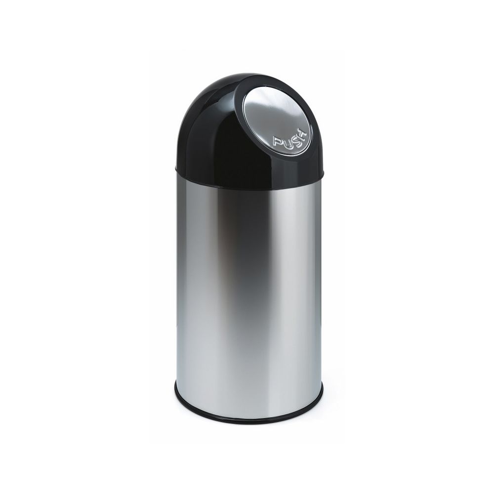 Afvalbak met pushdeksel en binnenemmer 40 ltr - RVS/ zwart