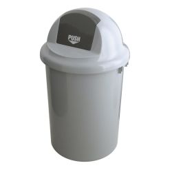Kunststof afvalbak met klapdeksel, 90 ltr - grijs