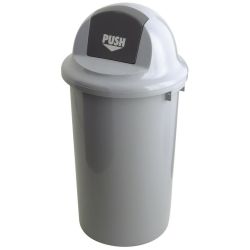 Kunststof afvalbak met klapdeksel, 47 ltr - grijs