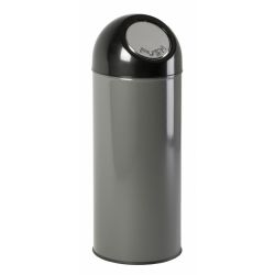 Afvalbak met pushdeksel en binnenemmer 55 ltr - metallic/zwart