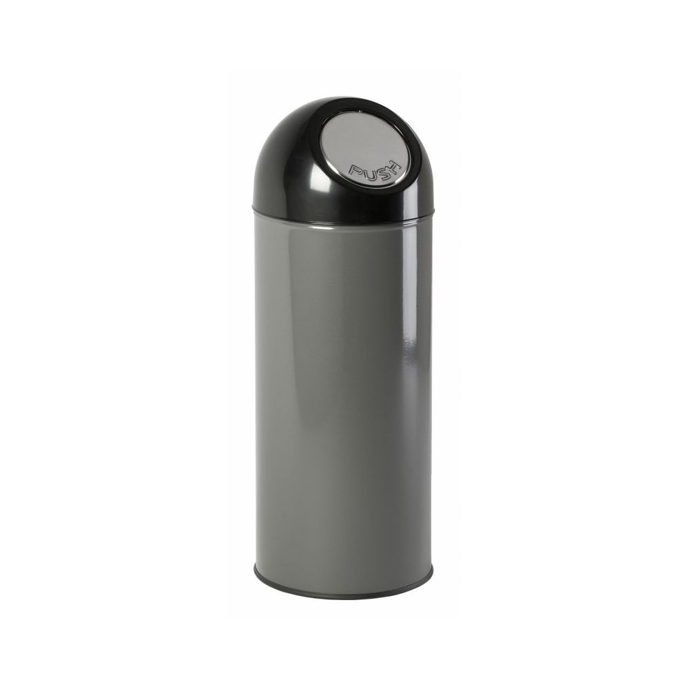Afvalbak met pushdeksel en binnenemmer 55 ltr - metallic/zwart