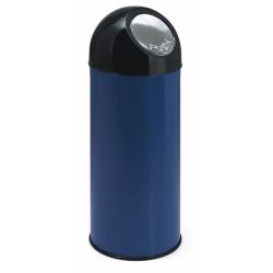 Afvalbak met pushdeksel en binnenemmer 55 ltr - blauw/zwart