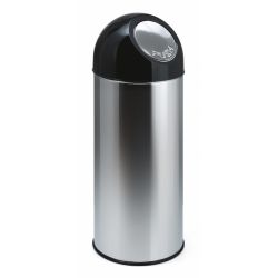 Afvalbak met pushdeksel en binnenemmer 55 ltr - RVS/ zwart