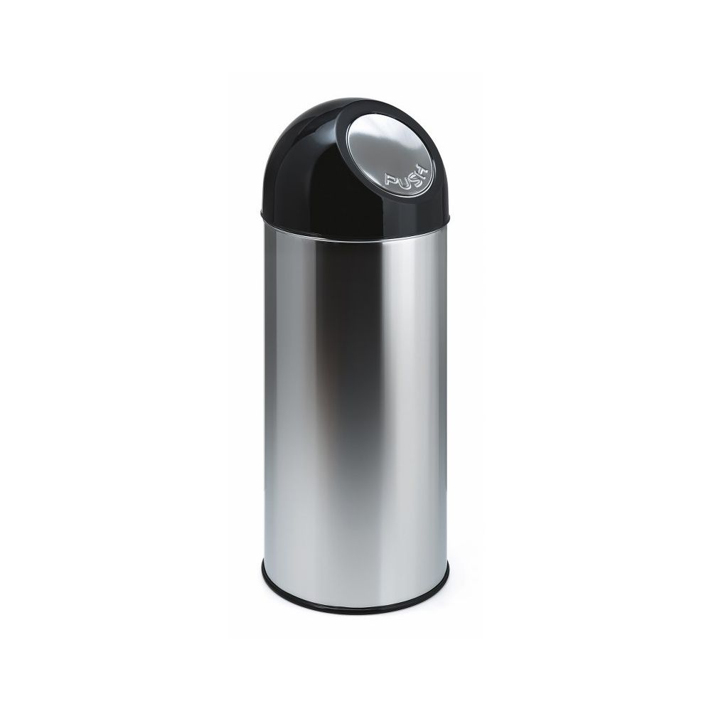 Afvalbak met pushdeksel en binnenemmer 55 ltr - RVS/ zwart