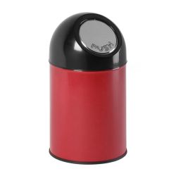 Afvalbak met pushdeksel 30 ltr - rood/ zwart