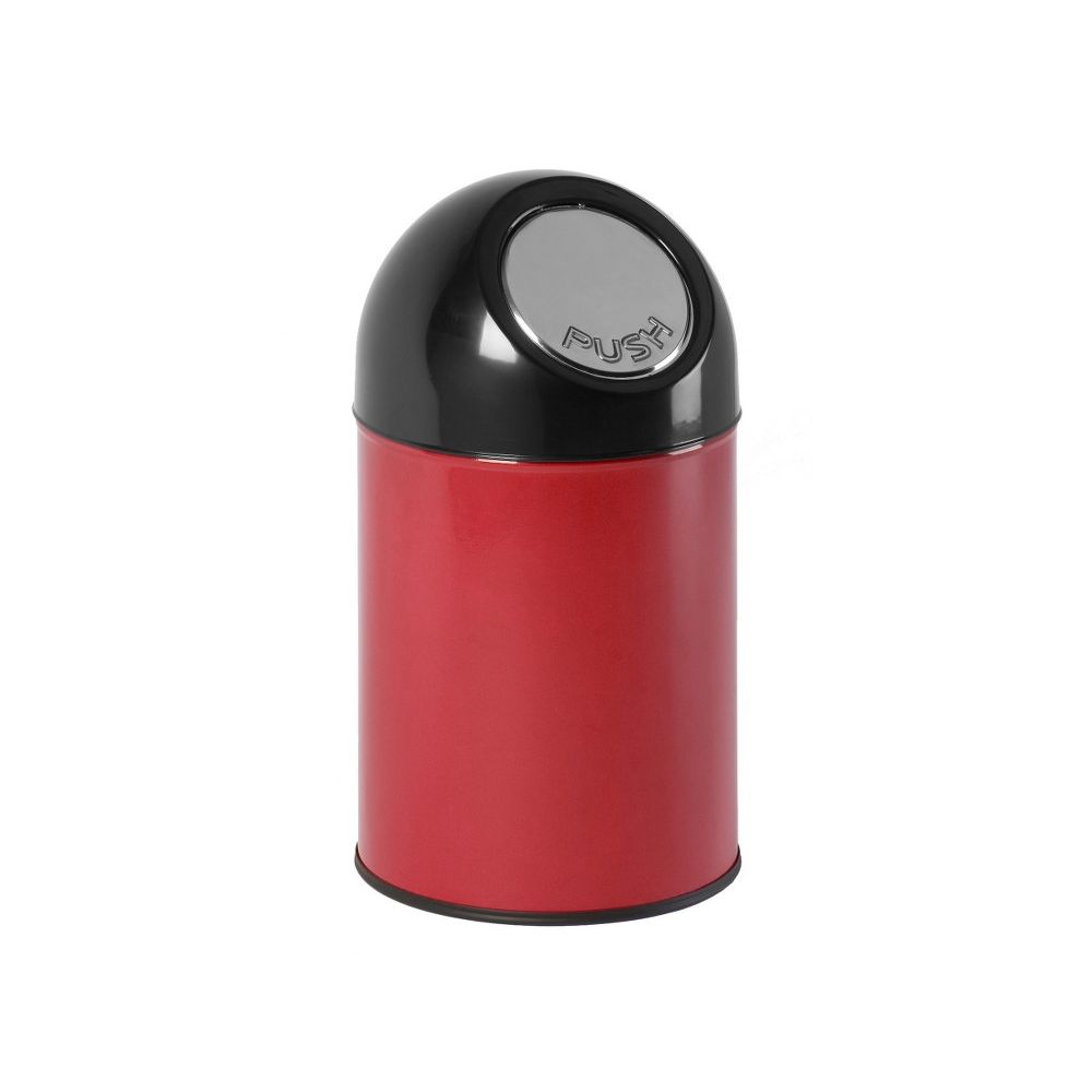 Afvalbak met pushdeksel 30 ltr - rood/ zwart