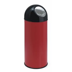 Afvalbak met pushdeksel 55 ltr - rood/ zwart