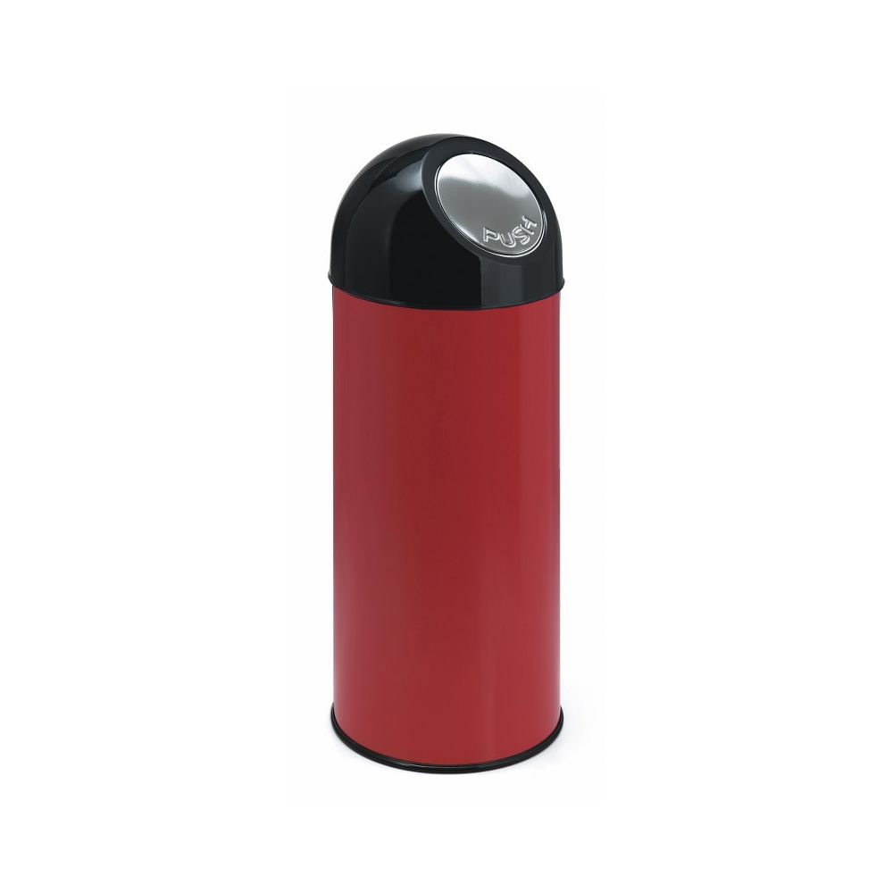 Afvalbak met pushdeksel 55 ltr - rood/ zwart